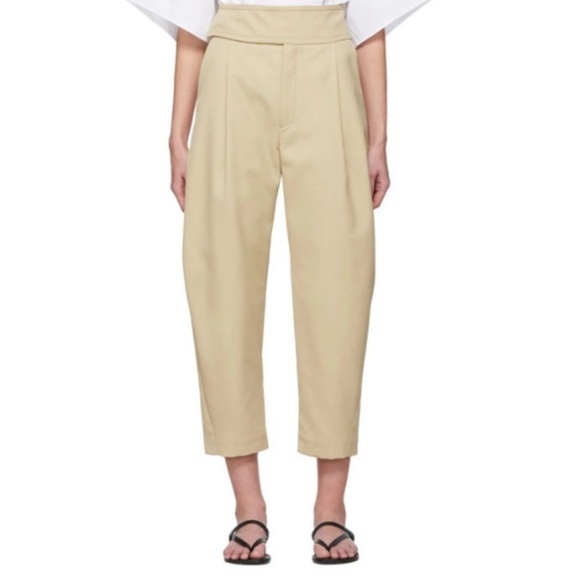 Totême Tan Beige Pleated Lombardy Trousers Small Summer Elevated Basic Old Money